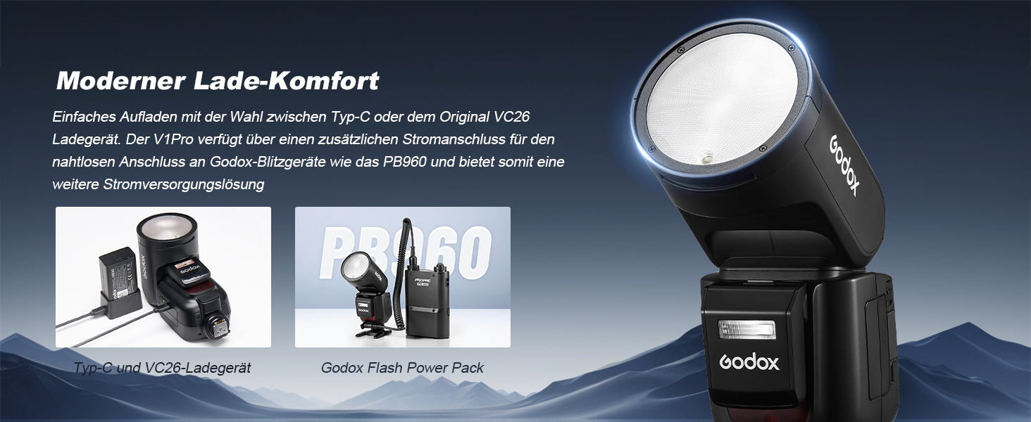 Godox V1PRO-F: Професійний спалах для камер Fujifilm з Li-ion батареєю, 76Ws, HSS 1/8000s, бездротовий зв'язок 2.4G, TTL