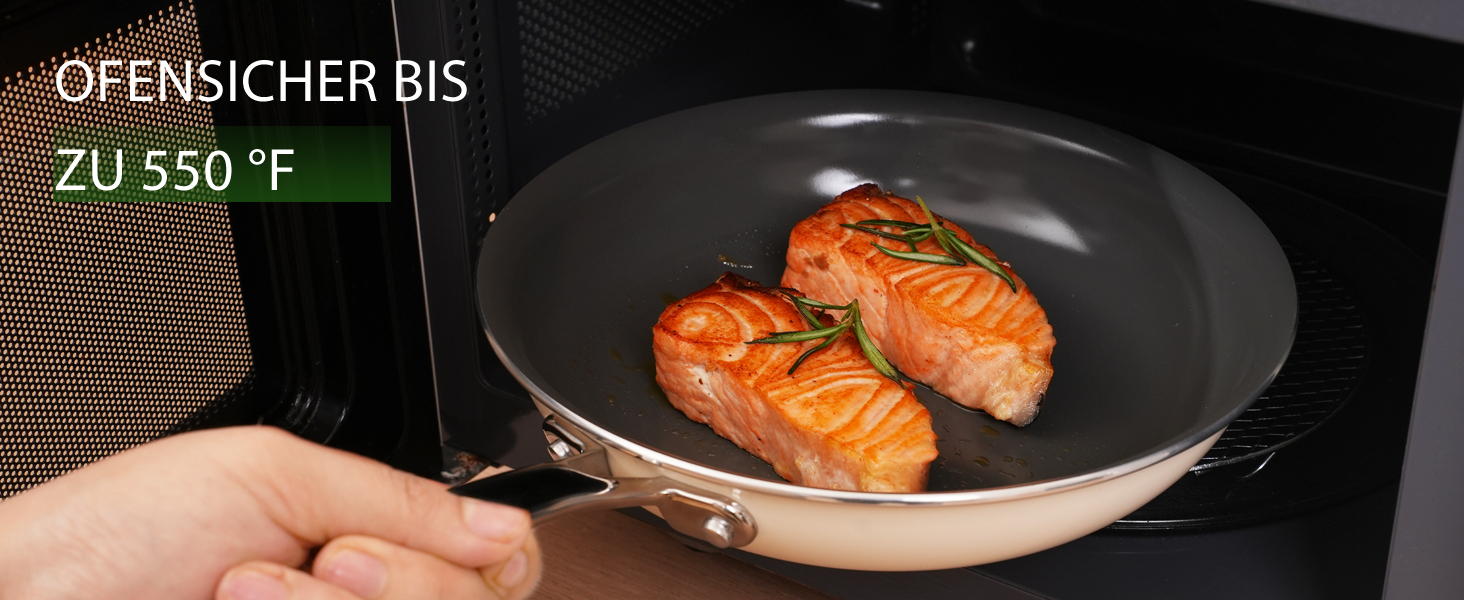 Сковорода Cookersway з керамічним покриттям, 28 см, антипригарна, для кухні, без PFOA, PTFE, PFA, темно-сіра