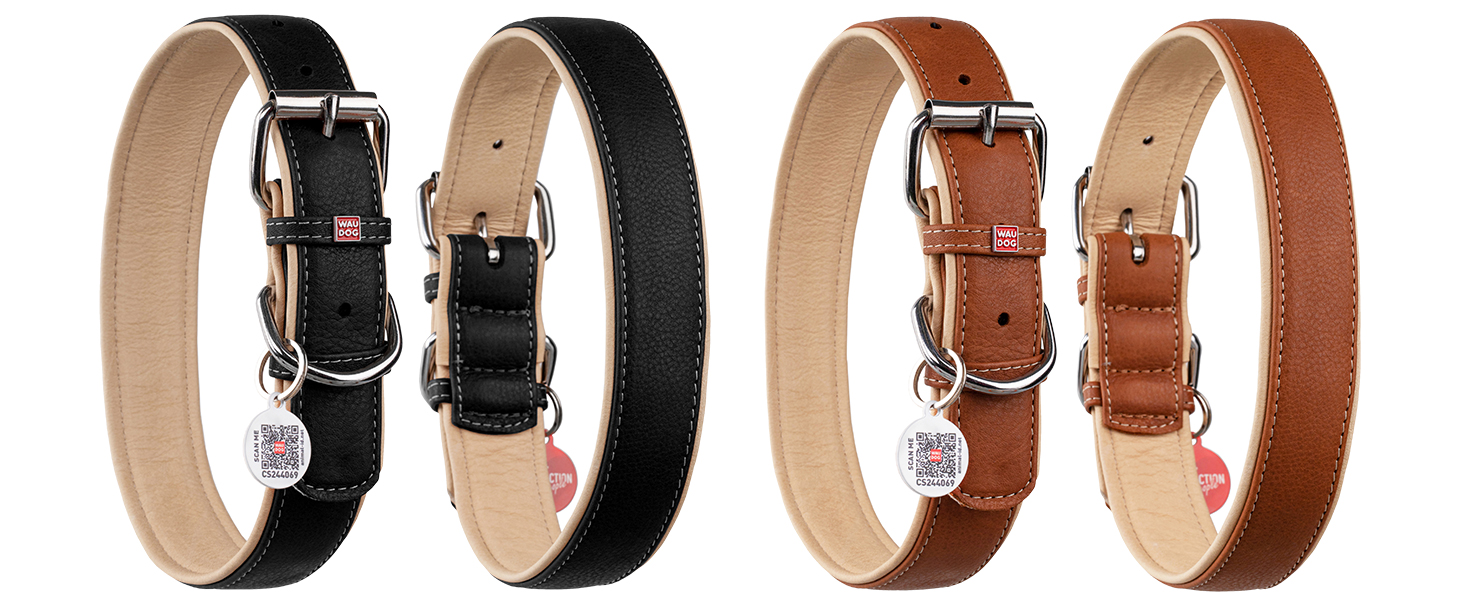 Нашийник для собак WAUDOG: водонепроникний, регульований, для великих, середніх та малих собак, з металевою застібкою, 31-49 см, ширина 25 мм, світловідбиваючий