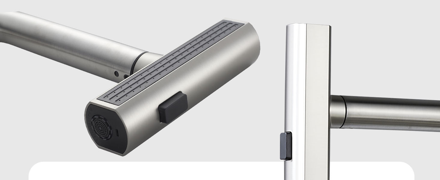 Змішувач для кухні BELZ з висувною лійкою, 3 режими, поворотний на 360°, нержавіюча сталь SUS304, матовий нікель