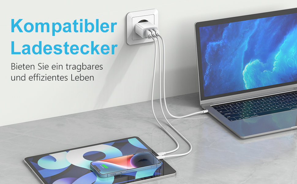 Мережевий адаптер Amoner з USB 3-портом, 15W x 2, для iPhone 14/13/12/11/X/8 та інших пристроїв