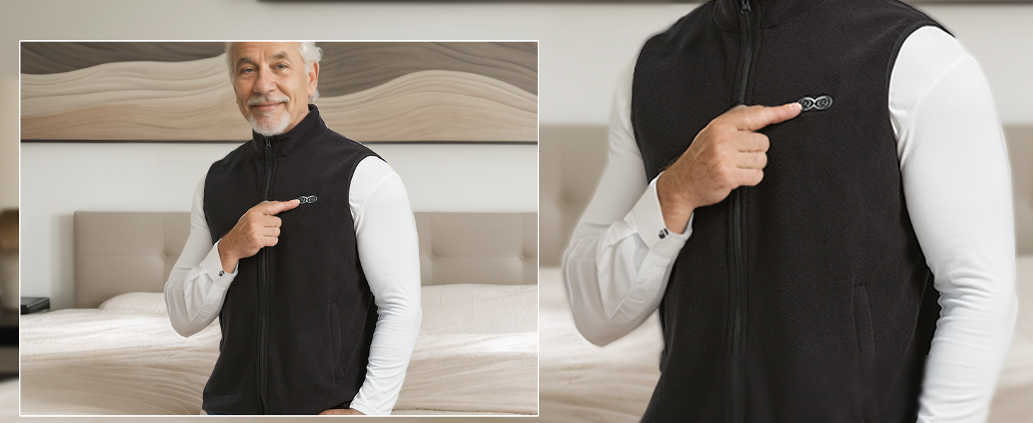 Тепла флісова жилетка для чоловіків з регулюванням 3 рівнів нагріву, 5 зон нагріву, чорна, XXL. Підходить для активного відпочинку: їзди на конях, катання на лижах, риболовлі. (Акумулятор не входить до комплекту)