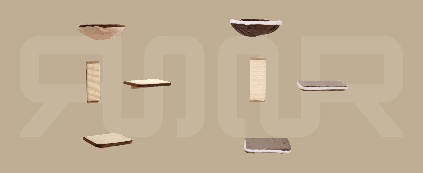 Комплект для лазіння котів Rohrschneider - стінова конструкція з гамаком та ігровими елементами, сірий