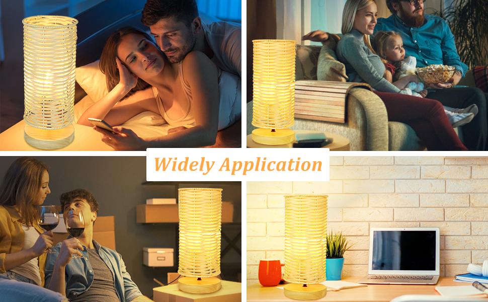 Сучасна LED лампа Depuley на стіл, бамбук та дерево, кругла, з абажуром з ротангу, 60 Вт, патрон E27, нічник, лампа для читання в спальню, дитячу кімнату, з лампою, Rund-1