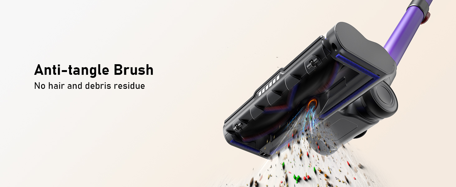 Бездротовий акумуляторний пилосос для видалення шерсті тварин, 1.8 л з дисплеєм, 55000 Па/620 Вт/75 хв, самостійна підставка, антизаплутувальна щітка, для килимів/твердих підлог/автомобіля