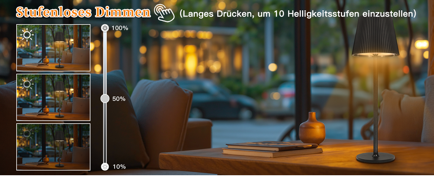 LED-лампа настільна бездротова диммируемая чорна з USB-C, сенсорна лампа з 3 колірними температурами, плавною регулюванням яскравості, регульованою висотою, IP54 вологостійка для внутрішнього/зовнішнього використання, чорна (нова версія)