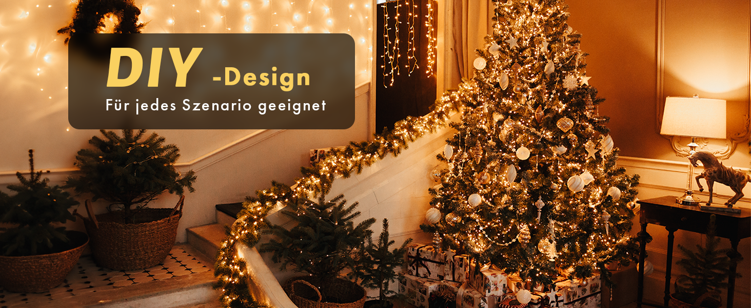 Ланцюжок прикрас MAGGIFT 20м 200 LED з вилкою/пультом/таймером/диммуванням, вологостійкий, тепле біле світло, для прикраси ялинки та декору, зовнішнє використання