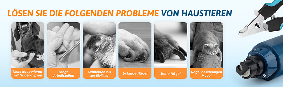 Шліфувальник та ножиці для обрізання кігтів собак, 5-ступеневий шліфувальник для собак з 2 LED-підсвітками. Підходить для великих, середніх та маленьких собак та котів