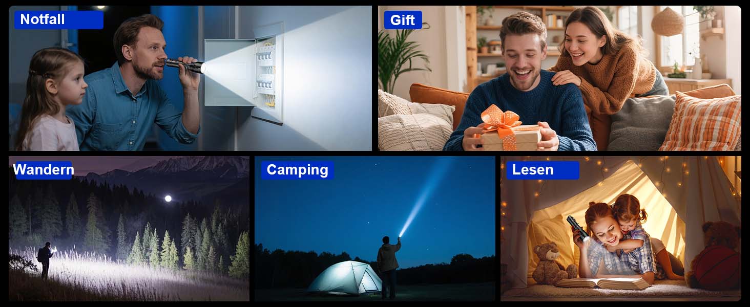 Ліхтарик LED акумуляторний, 500 000 люмен, тактичний, з регулюванням фокусу, 5 режимів, для кемпінгу, матовий чорний