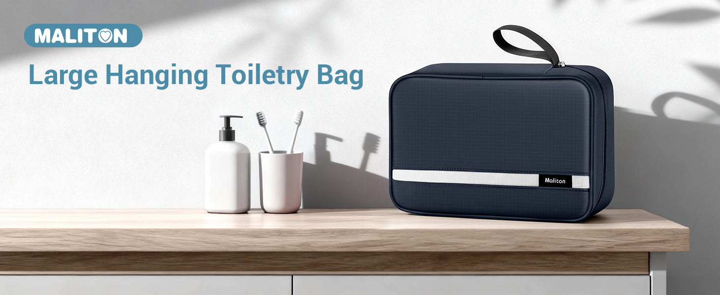 Сумка для туалетних речей Maliton: велика водонепроникна сумка для подорожей, спорту та басейну | 4 відділення | Складана | Navy Blue