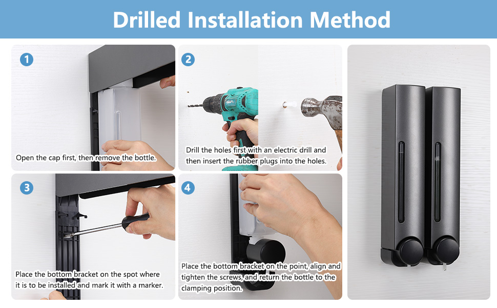 Набір дозаторів для мила та гелю для душу на стіну (2 шт, 380 мл, сірий)