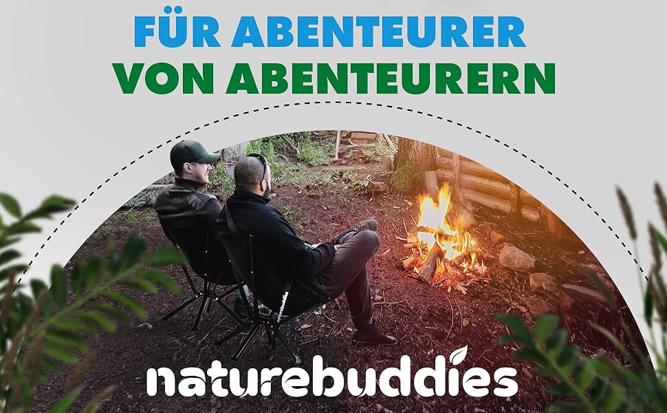Крісло для кемпінгу Nature Buddies® Faltbar: Легке, компактне, складне (до 150 кг) | Стілець для риболовлі, відпочинку на природі, фестивалів