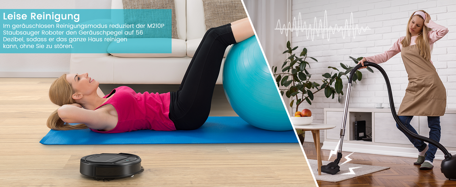 Робот-пилосос LEFANT M210, ультратонкий, потужний, з Wi-Fi, сумісний з Alexa, керування через додаток, самостійна зарядка, тихий, для шерсті тварин, килими, білий/чорний