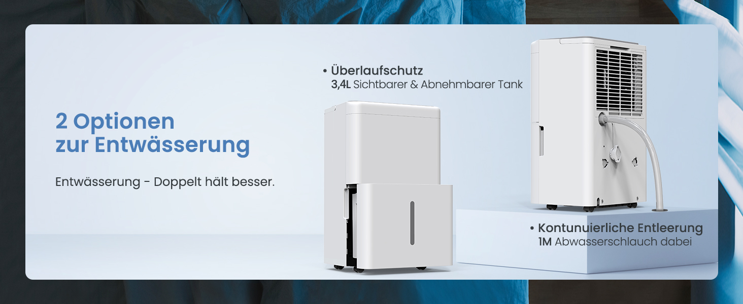 Зволожувач повітря Newentor 25л/день - 270W, для приміщень до 80м², 10 років гарантії, для підвалів, з 2м шлангом, знімний фільтр, таймер