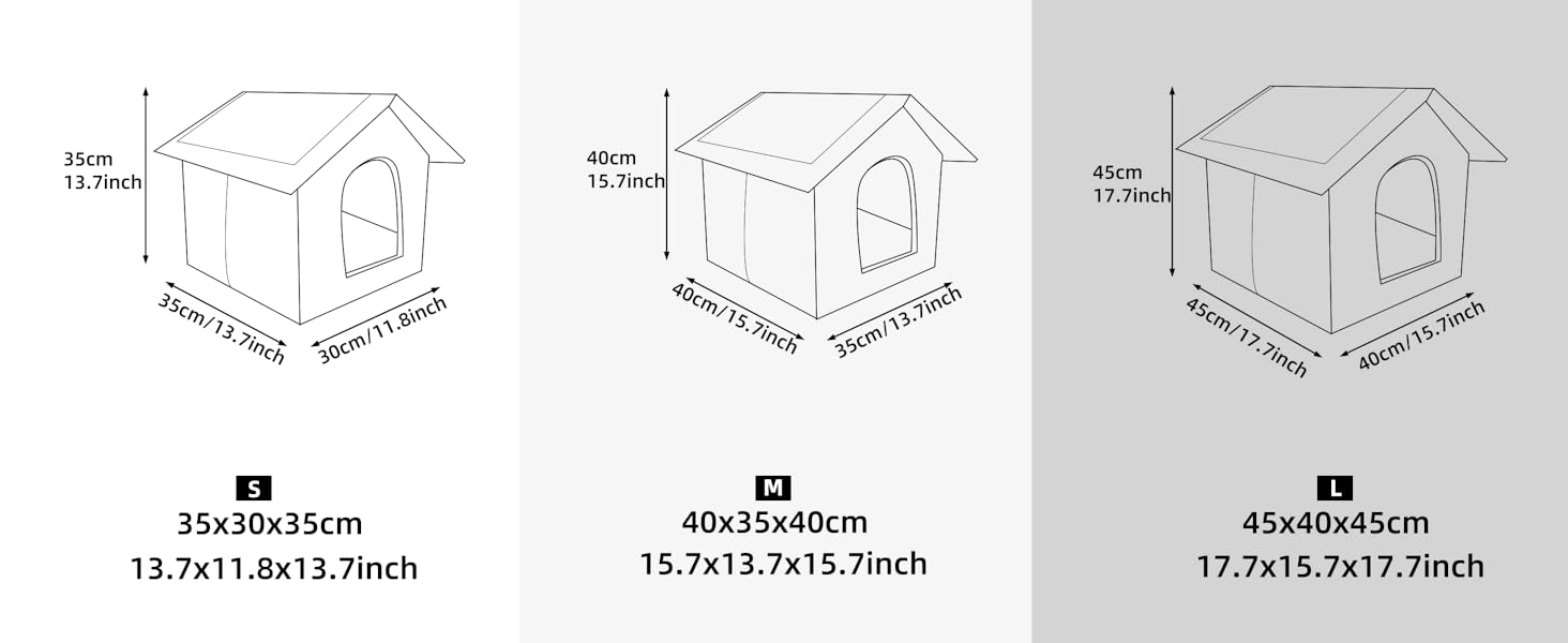 Vinnypet Outdoor Cat House - Winterproof, Waterproof, Warm Pet Shelter with Plush Cushion - Dog House, Stray Animal Shelter - 40x35x40cm Grey