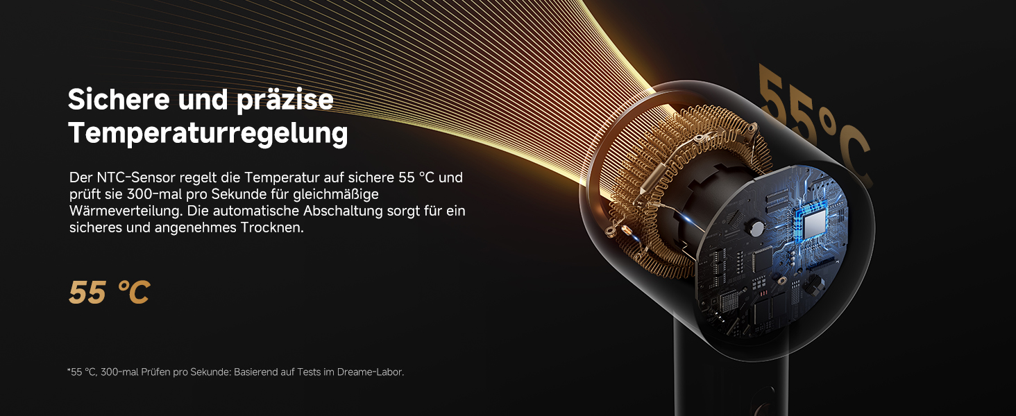 Фен DREAME Hair: Швидке сушіння, 110 000 обертів/хв, іонізація, регулювання температури та потужності, насадки, тиха робота, білий (золотий, Glory Mix)