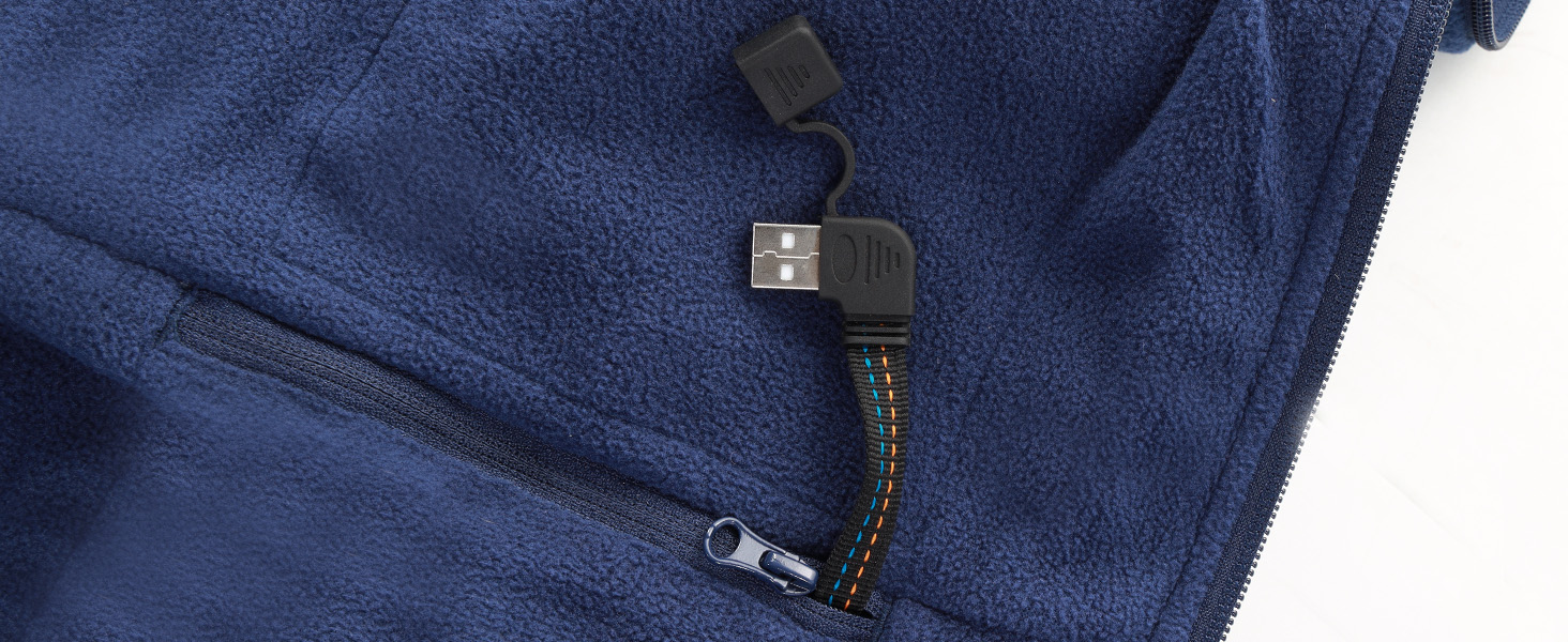 Обогрівальна жилетка з флісу для чоловіків з акумулятором 5V 10000mAh - жилетка для чоловіків з 3 рівнями нагріву, 5 зонами обігріву, ідеальна для роботи на відкритому повітрі, катання на лижах, піших прогулянок та щоденних поїздок (M, Морська синя)