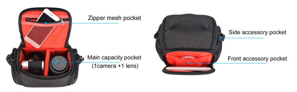 Сумка для камери Baigio: фотосумка для DSLR/SLR камер, об'єктивів та аксесуарів (чорна)