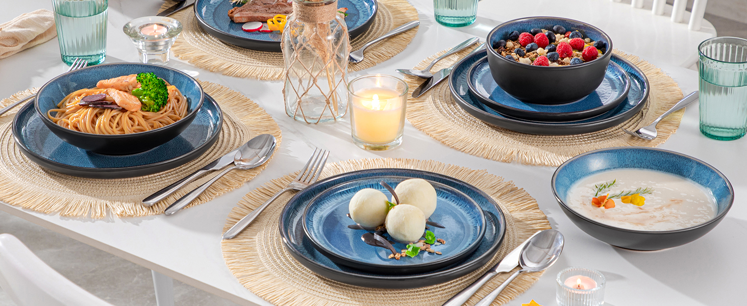 Набір мисок Vancasso PLAYA, 6 шт., кераміка, блакитний, для мюслі, супу, салатів, пасти