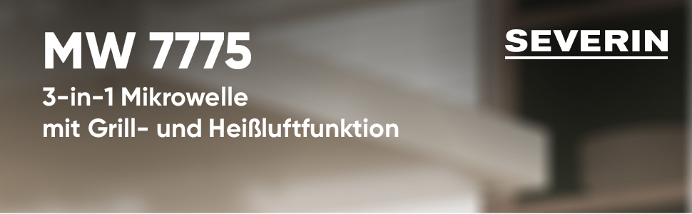 Мікрохвильова піч Severin 3-в-1 з грилем та конвекцією до 200°C, 25 л, чорна, з антипригарним декором для піци, модель MW 7752