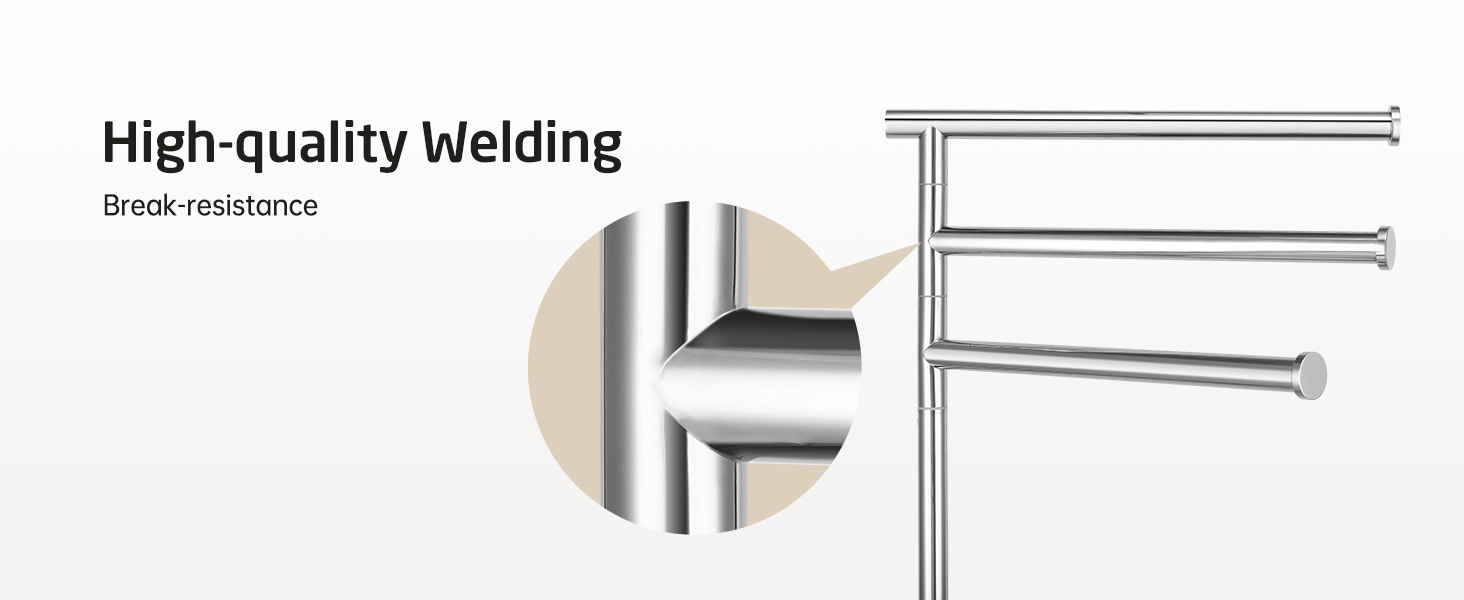 Підставка для рушників KES Gold на ніжці, з мармуровою основою, з нержавіючої сталі 18/8, 3-х секційна, полірована, BTH219-BZ