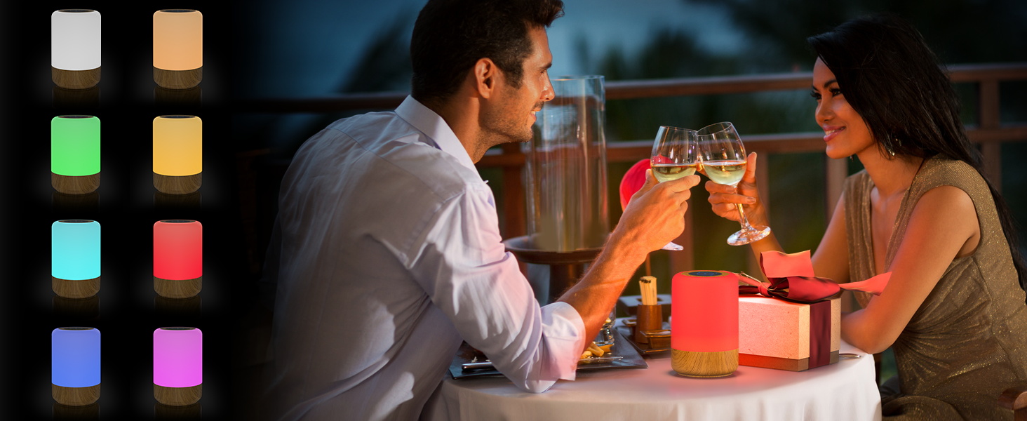 LED-лампа на тумбочку з сенсорним керуванням, диммуванням, живленням від акумулятора, 8 кольорів та 3 режими, з таймером для спальні/вітальні, колір: світло-коричневий