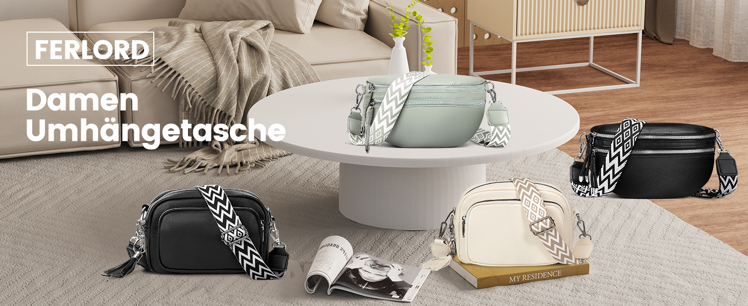 Жіноча сумка через плече FerLord з широким ременем, поясна сумка (бананка) з 3 відділеннями, стильна сумка-мішечок з PU шкіри, бежевий колір