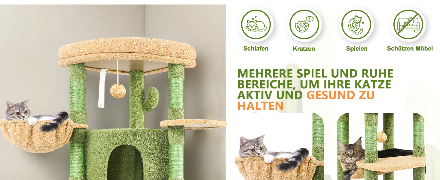 Драбина для котів Globlazer C66, велика, кутова, 167 см, з будиночком, гамаком, кошиком, для 3-4 котів