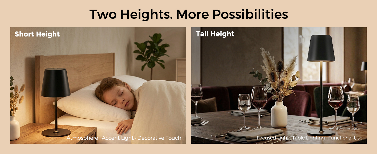 Світлодіодний настільний світильник акумуляторний бездротовий чорний, диммується, водонепроникний IP54