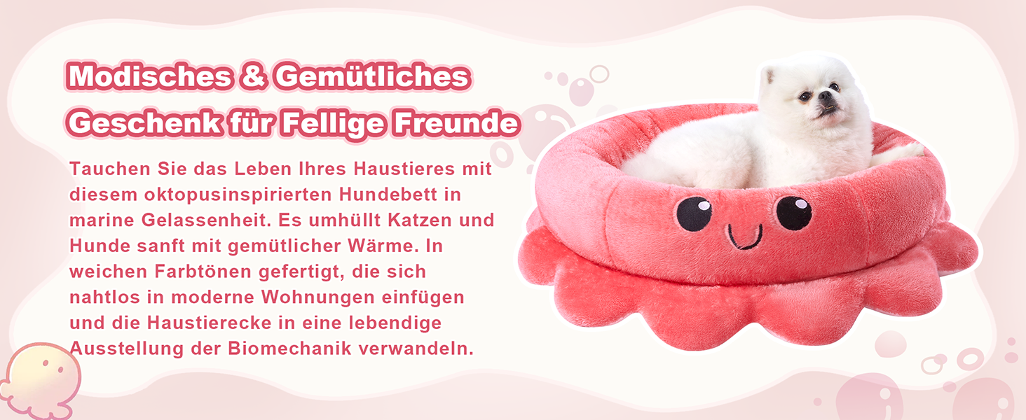 Кругле ліжко для собак та котів XL, рожево-червоне, Boho стиль, з м'яким знімним подушечкою, ліжко-антистрес для великих собак