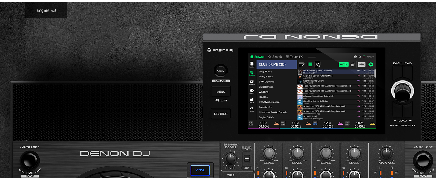 DJ контролер Denon DJ SC LIVE 4: 4 деки, Stem-розділення, Wi-Fi, вбудовані динаміки, сумісність з Serato DJ та Virtual DJ