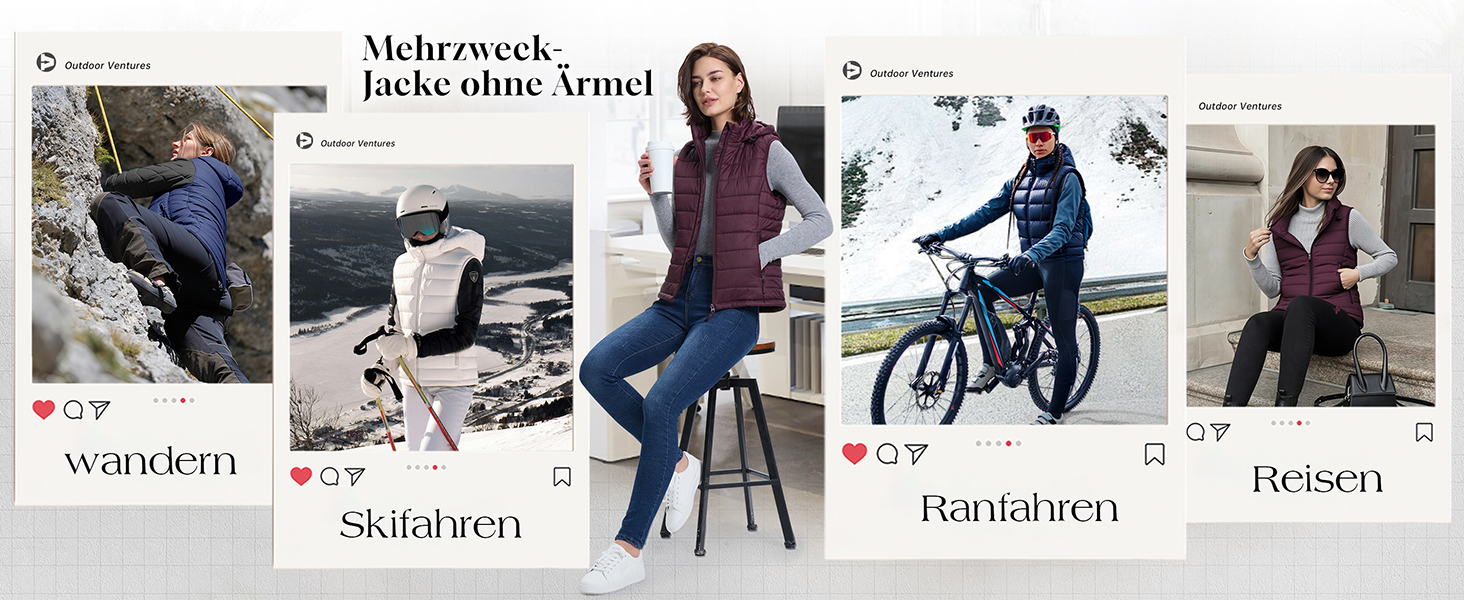 Стьобана жилетка Outdoor Ventures для жінок з капюшоном: тепла спортивна жилетка для походів, кемпінгу та їзди на велосипеді (Рожева, L)