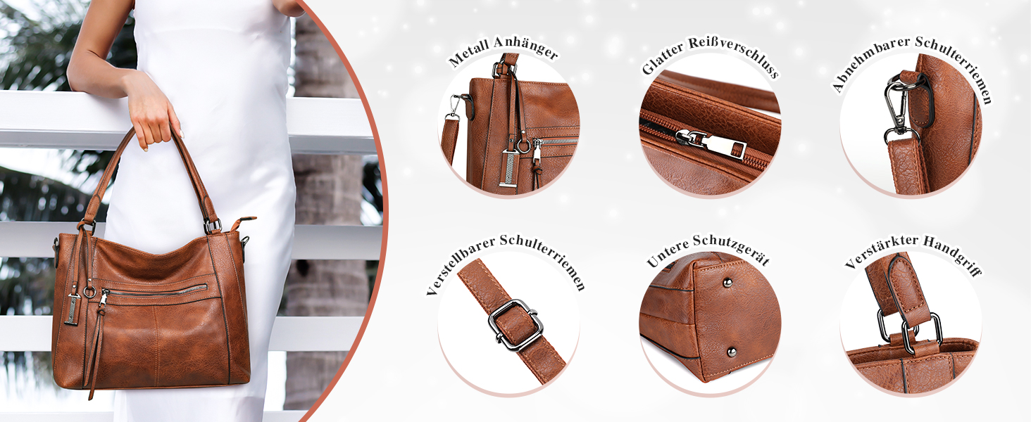 BAIGIO Комплект сумок жіночих: сумка-шопер середнього розміру, кросбоді та гаманець зі штучної шкіри, чорний