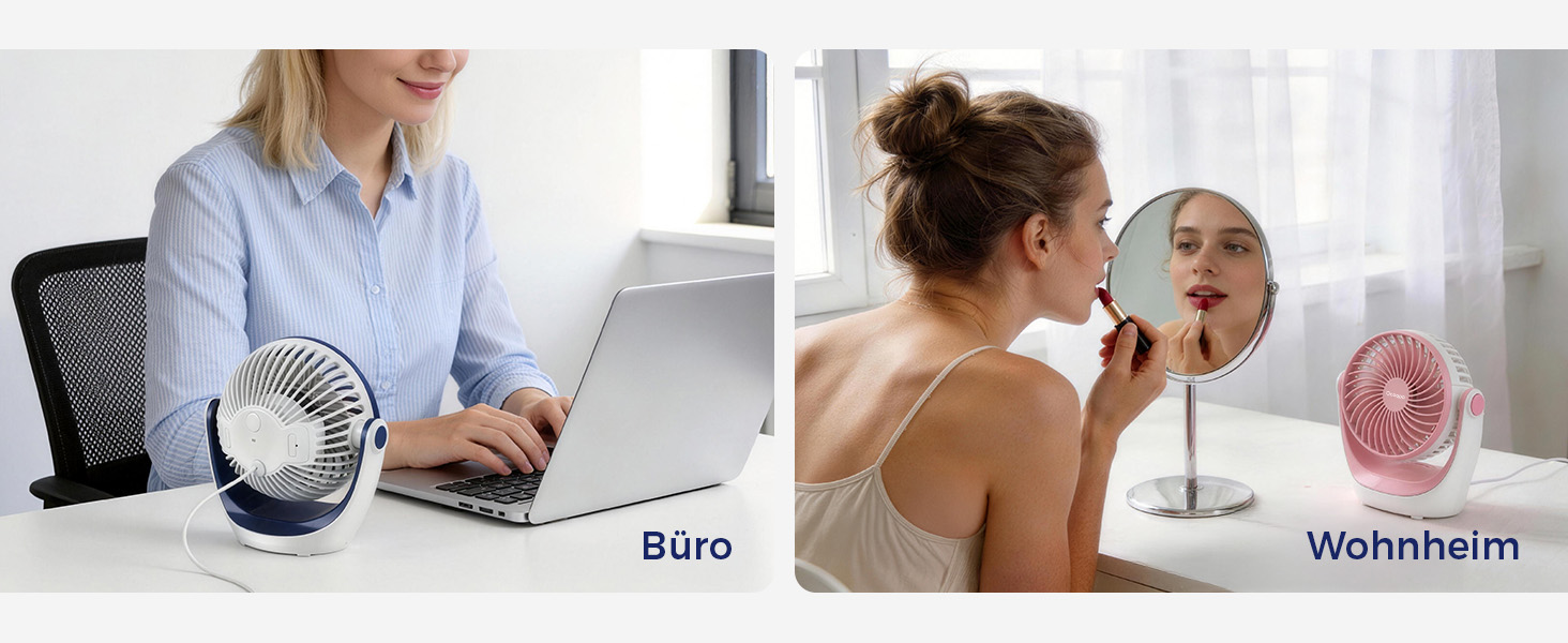 USB вентилятор OCOOPA: компактний настільний вентилятор з потужним потоком повітря та тихою роботою, 3 швидкості, 360° обертання, для офісу, дому та відпочинку на природі (коричневий)