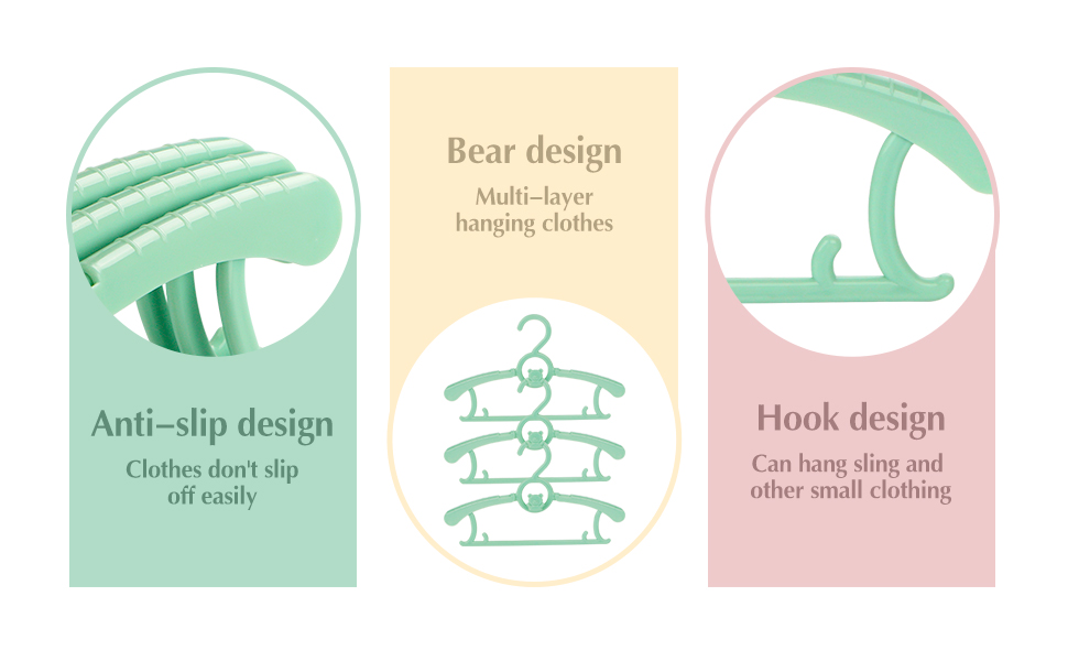 Набір дитячих вішалок для одягу 24 шт. Зростаючі вішалки для дітей з бантиками, нековзкі, для малюків та дошкільнят, кольорові