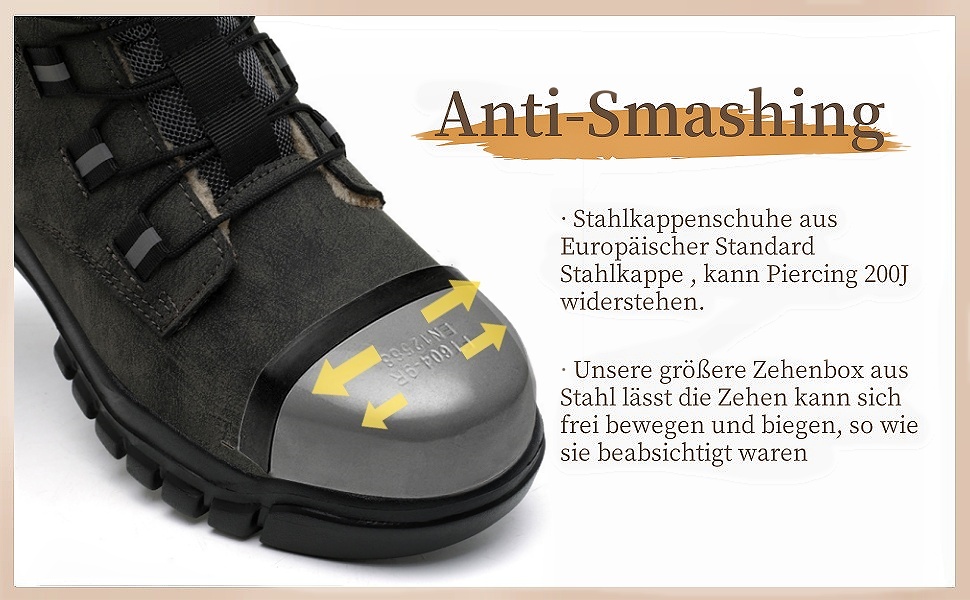 Зимові захисні черевики: чоловічі та жіночі робочі черевики з поворотним замикачем, неслизькі, зі сталевим підноском, водонепроникні, теплі, чорні, 42 EU