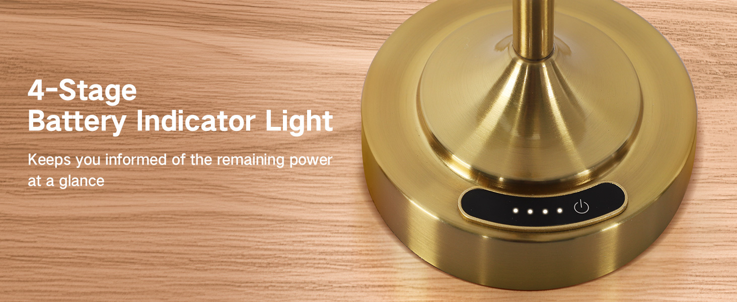 Світлодіодний акумуляторний настільний світильник OUTON 2 шт, USB-C, 3 режими освітлення (3000K-6000K), сенсорне керування, IP54, 53 год, золотий - для ванної, кухні, вулиці