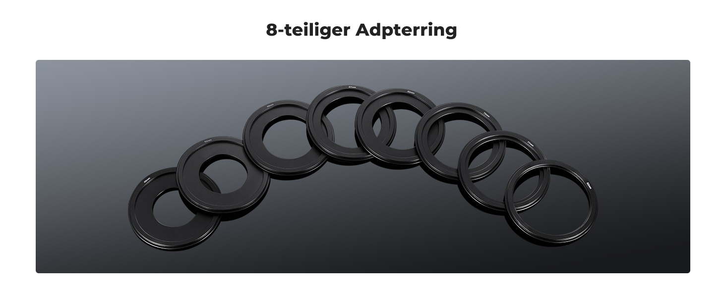 Набір фільтрів K&F Concept Nano-X: квадратний фільтр, ND1000, фільтр-утримувач, 8 адаптерних кілець