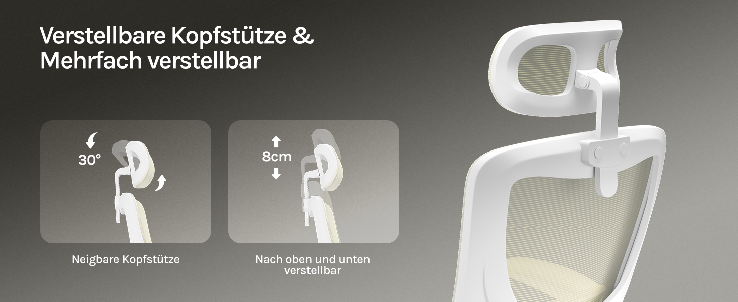 Крісло офісне WOLTU ергономічне, крісло для робочого столу з функцією гойдання, регульована підголовник, поворотні підлокітники, підтримка попереку, офісне крісло для офісу, витримує 150 кг (Бежевий)