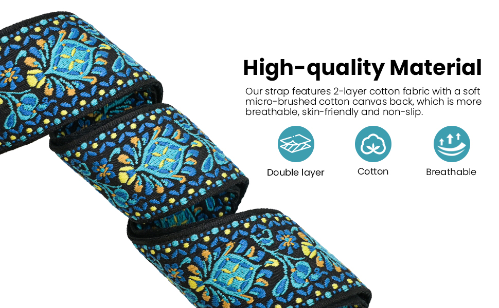 Гітарний ремінь Jacquard з бавовни з шкіряними кінцями для бас-гітари, акустичної та електрогітари, жовтий