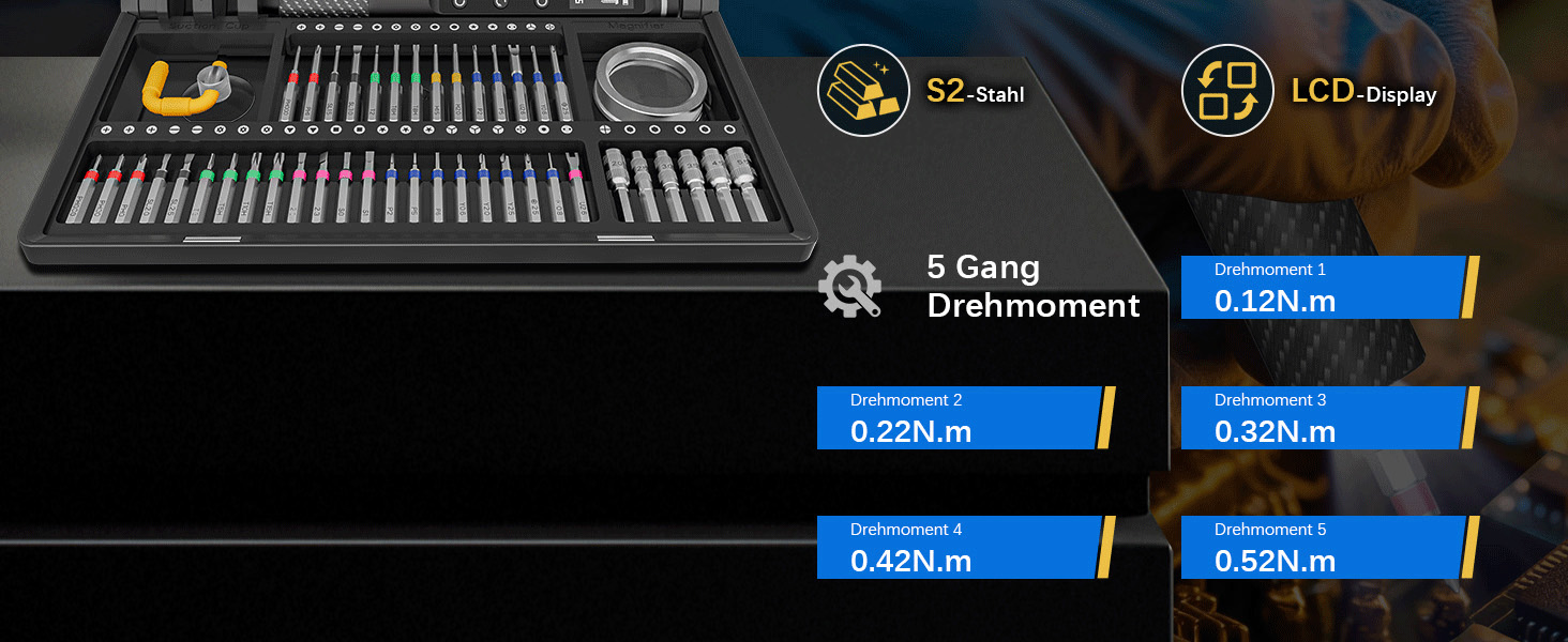 Електрична викрутка Mini 78 в 1 - Набір прецизійних викруток з магнітними Torx, LED дисплеєм та 5 рівнями моменту. Підходить для ноутбуків, окулярів, годинників, ПК