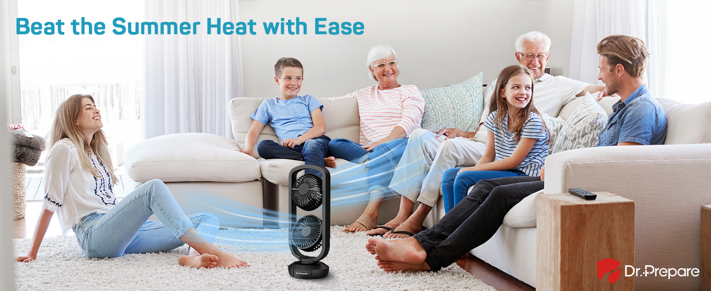 Вентилятор настільний DR.PREPARE 40см з 3 швидкостями, коливання 105°, таймер, чорний