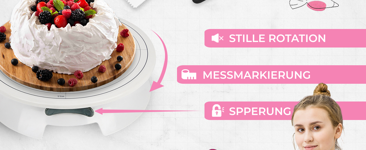 Wenburg Набір для приготування тортів: обертова платформа, декор, аксесуари, E-Book