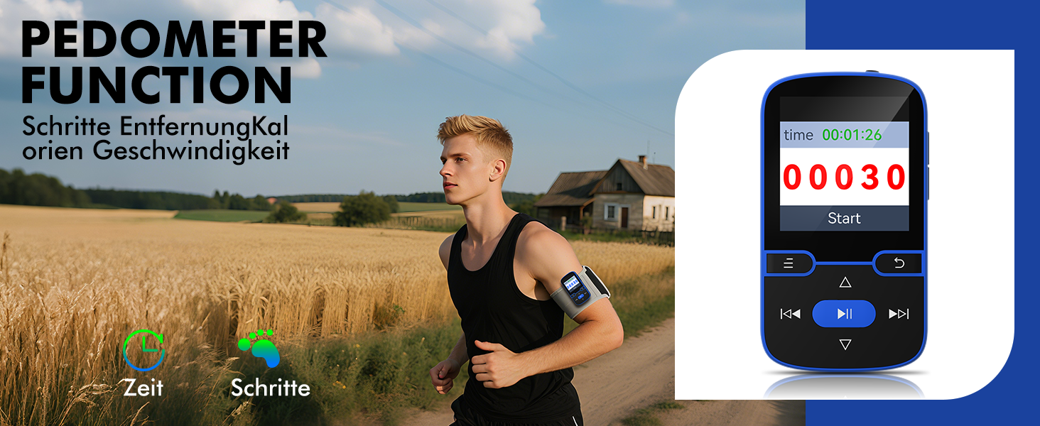 MP3 плеєр Bluetooth 5.3 з кліпсою, HiFi плеєр для спорту та дітей, 64GB, FM-радіо, диктофон, крокомір, екран 1.5