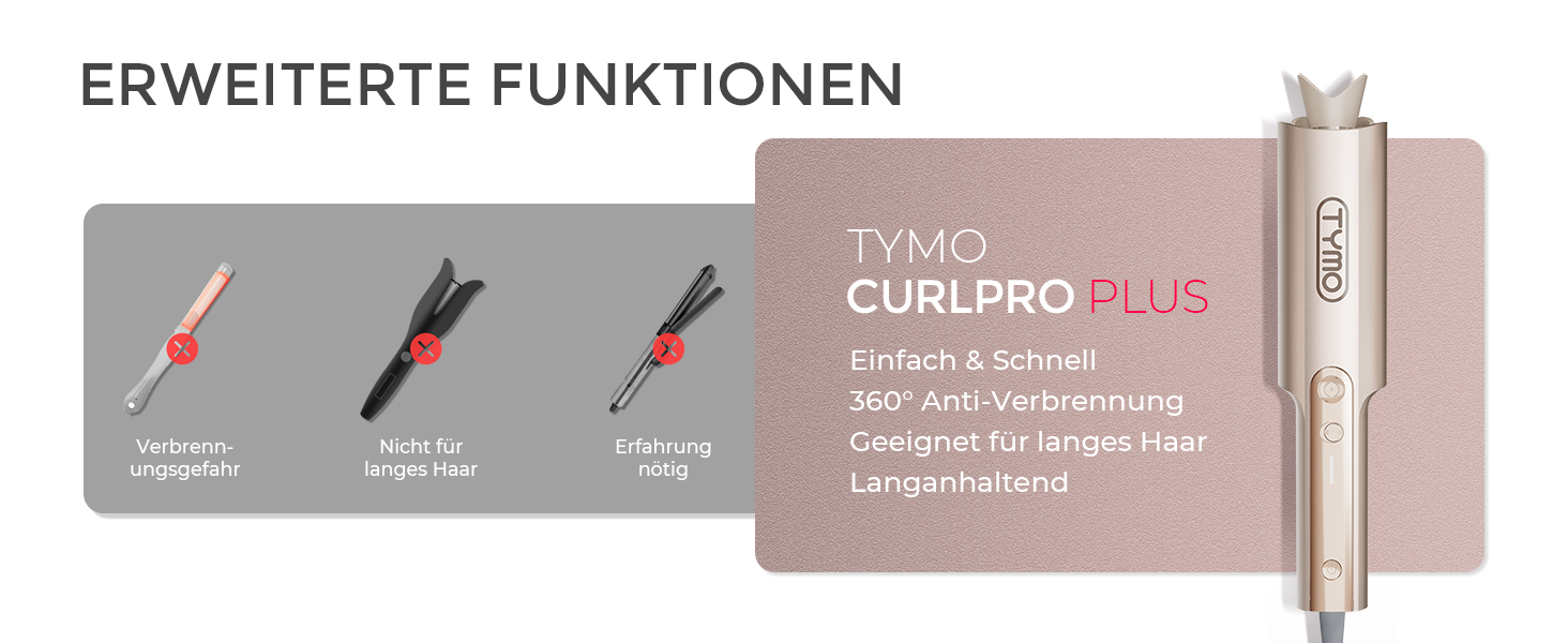 Автоматичний локон TYMO Curlpro Plus: локон 25 мм, великі хвилі, для довгих волосся, анти-опік, швидкий нагрів, золото