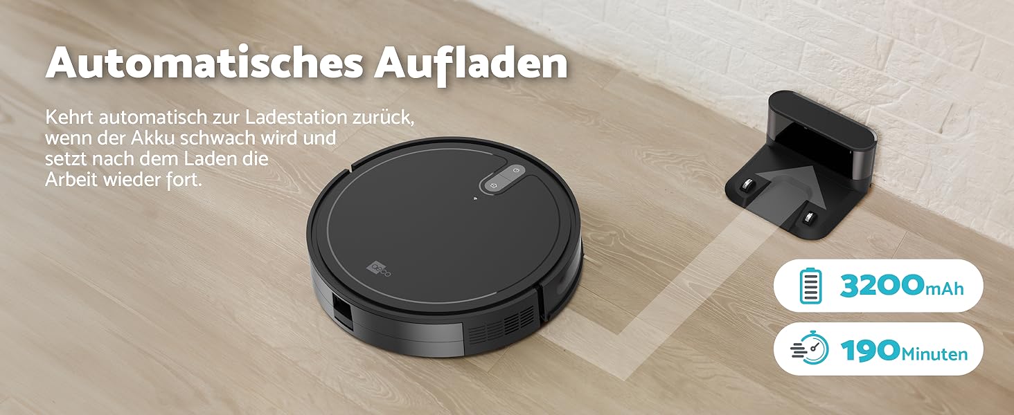 Робот-пилосос Aeco VacuBot з функцією миття підлоги (5000Pa, навігація лазером, до 160хв роботи, пульт, додаток)