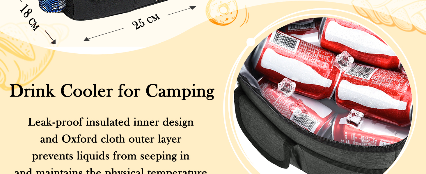 Термосумка Kato Tirrinia 17L (23 банки) - велика, чорна, водонепроникна для пікніків, роботи, пляжу