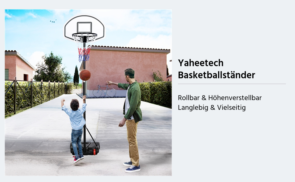 Стенд баскетбольний Yaheetech, портативний, регулювання висоти 159-214 см, чорний