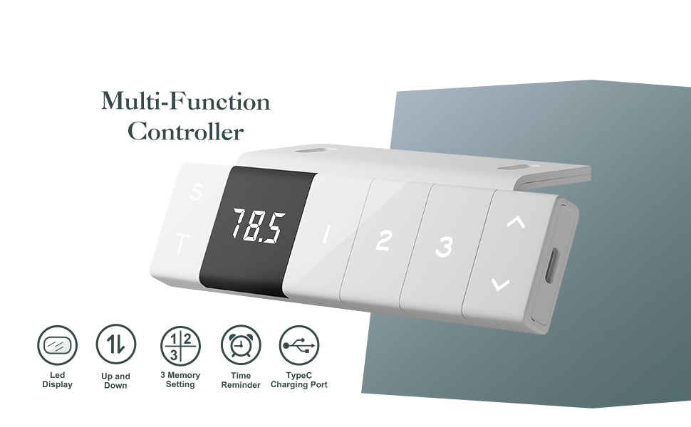 Електричний регульований стіл Airfish з USB-C зарядкою, керуванням кабелів та 3 рівнями пам'яті (140 x 80 см, Бежевий)