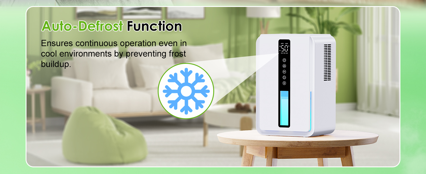 Електричний осушувач повітря 1.8L з антизаморожувальним захистом, 2 швидкості та 2 режими, таймер 48H, RGB підсвітка, для спальні, ванної кімнати та гуртожитку (2500 мл)